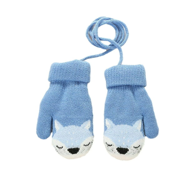 0-3 Years Old Cartoon Baby Boys Girls Gloves Winter Thick Warm Knitted Mittens